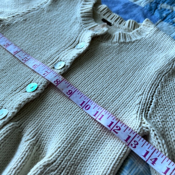 Free People Cream Cottagecore Cozycore Coquette Girl Button-Up Knit Cardigan XS - Picture 9 of 15